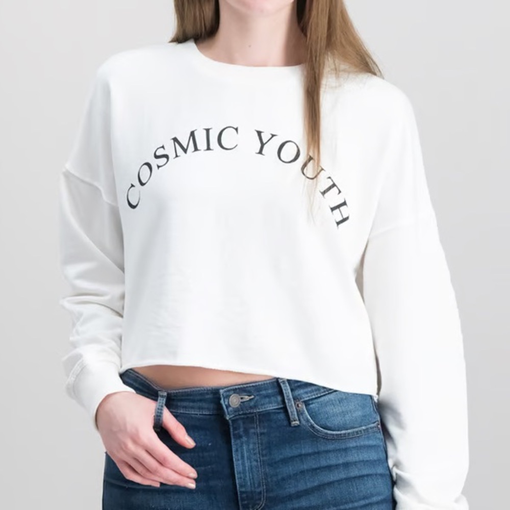 Bershka “Cosmic Youth” Cropped Sweatshirt